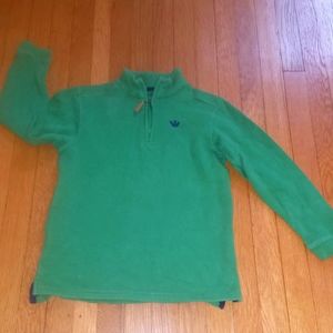 Greendog sweater. Half zip. Green cotton. Kids, boys.